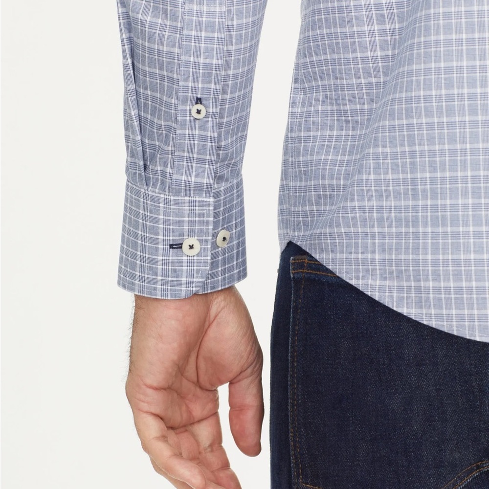 UNTUCKit Shirt Men Medium Erryk-WF Blue, light blue, gray plaid button down - Picture 3 of 8
